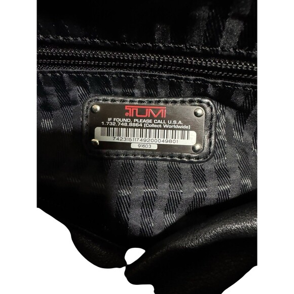 Tumi Weekender Bag Black Leather Tote Travel 18x17x8 - Picture 11 of 16